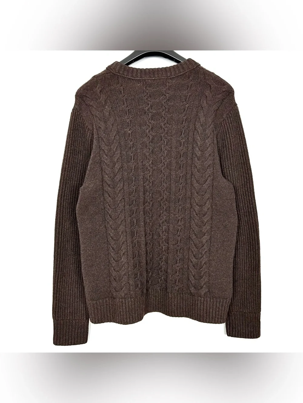 Banana Republic Cavo Wool Blend Sweater Men’s Size L Cable Knit Crew Neck Brown